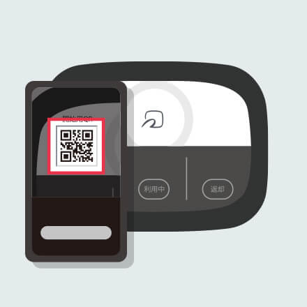 QRコードを読み取ると自転車のカギが解錠され、利用可能になります